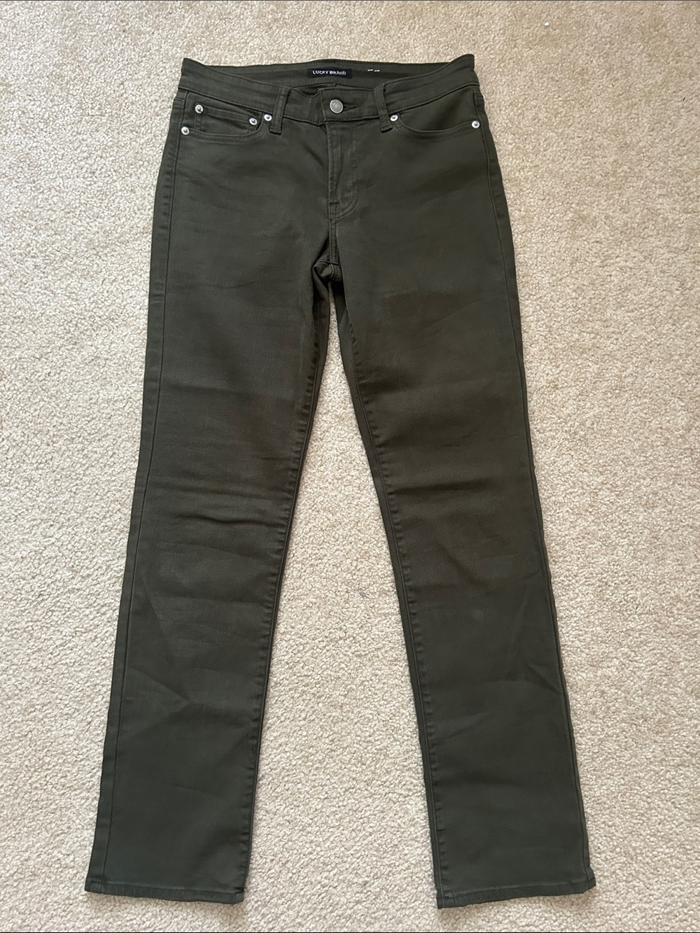 Lucky Brand Dark Olive Straight Jeans 6/28 R